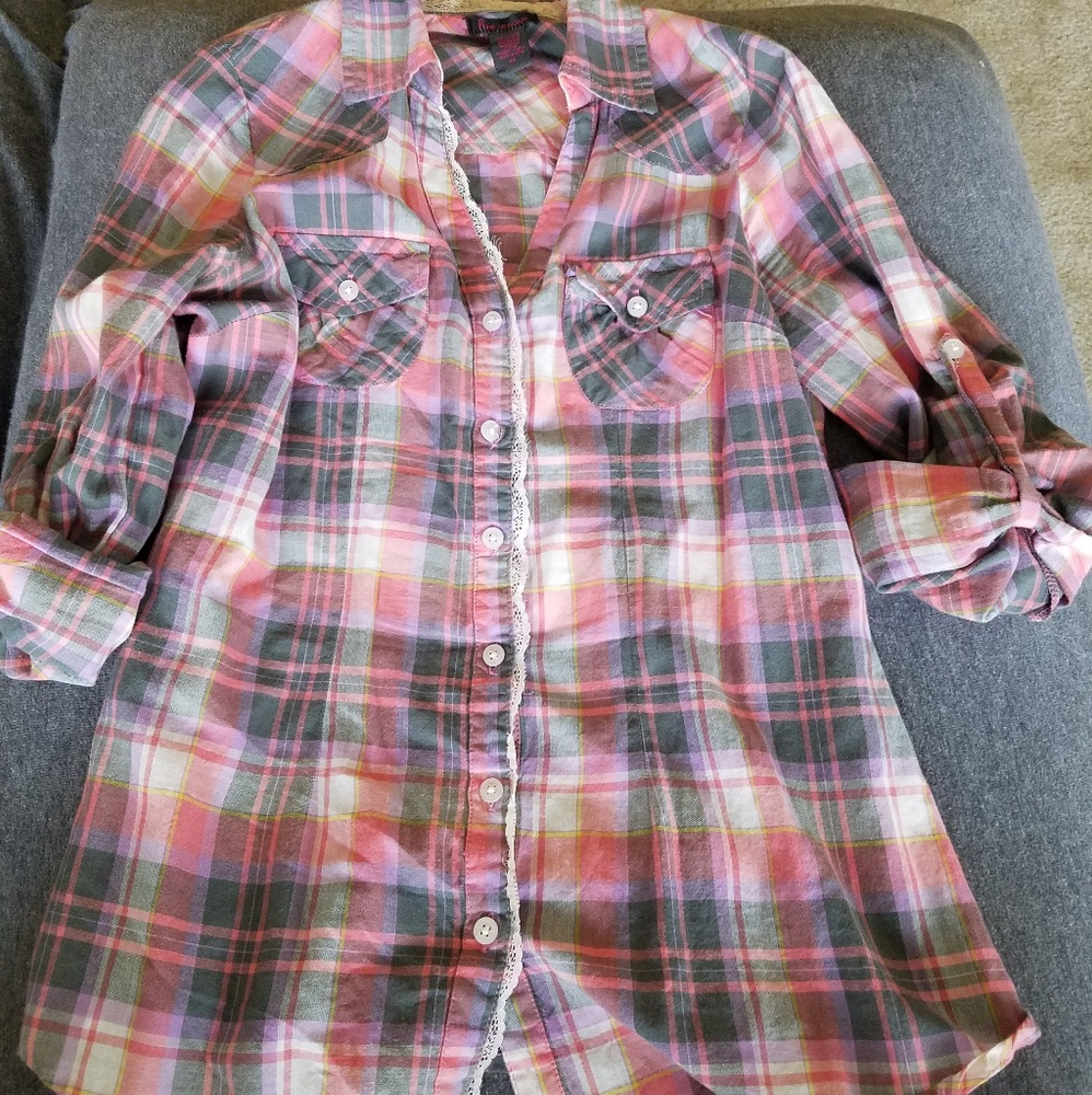 Plaid button down shirt